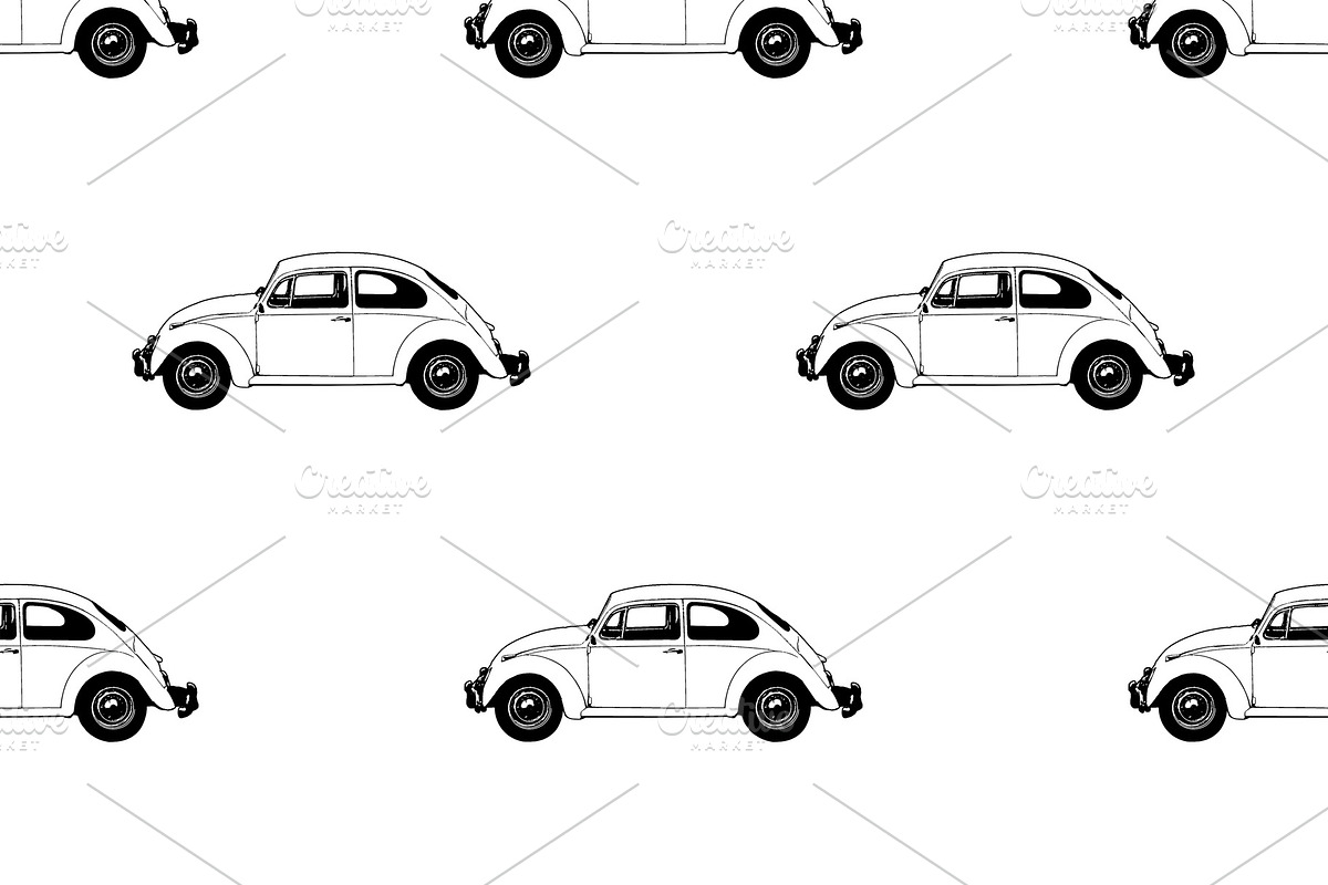 Beetle Car Motif Graphic Seamless Pa in Patterns - product preview 8