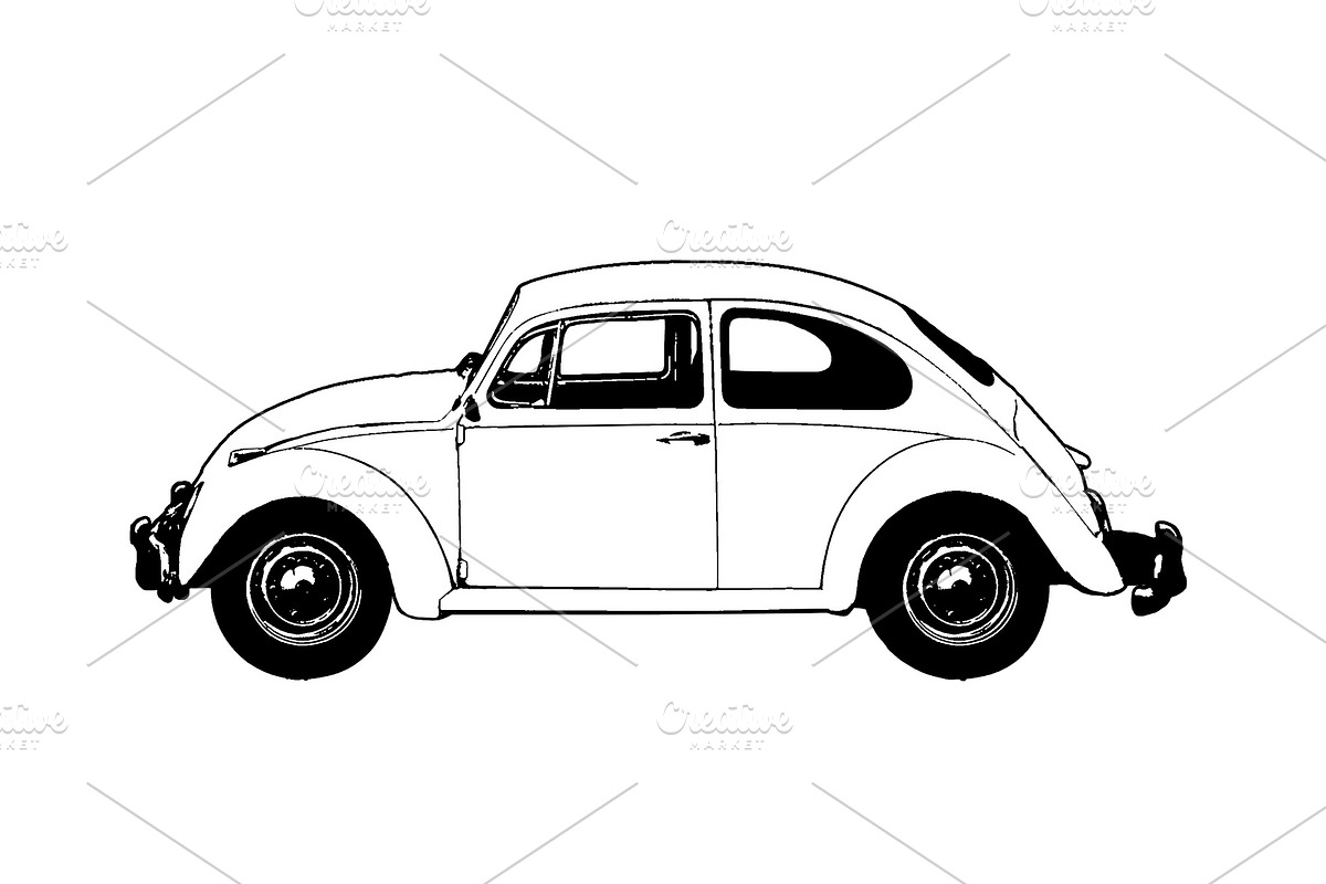 Beetle Car Illustration Side View Is in Illustrations - product preview 8