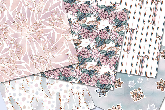 Romantic Cool Toned Digital Papers in Patterns - product preview 2