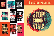Anti coronavirus grunge poster set.