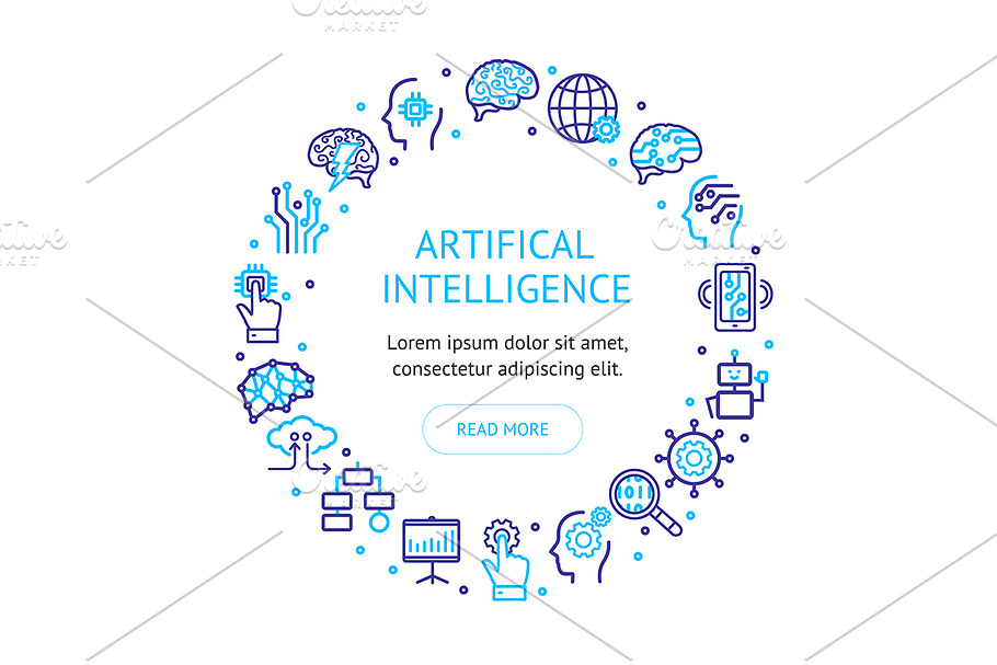 Artificial Intelligence Round Design in Illustrations - product preview 8