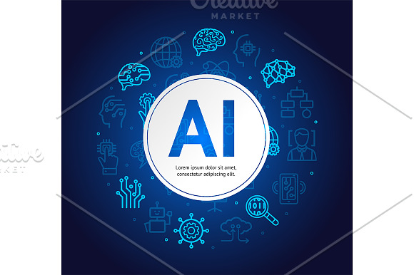 Artificial Intelligence Round Design in Illustrations - product preview 1