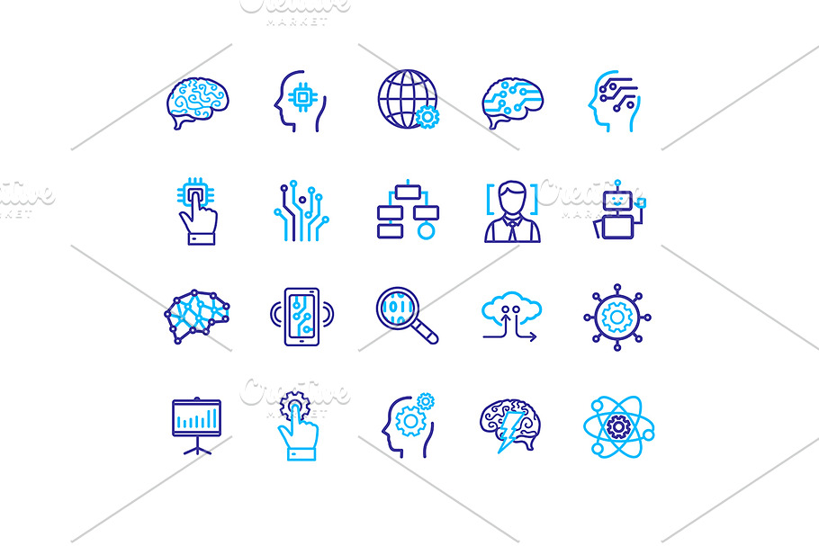 AI Thin Line Icon Set. Vector in Icons - product preview 8