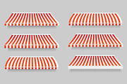 Realistic 3d Striped Awning Set.