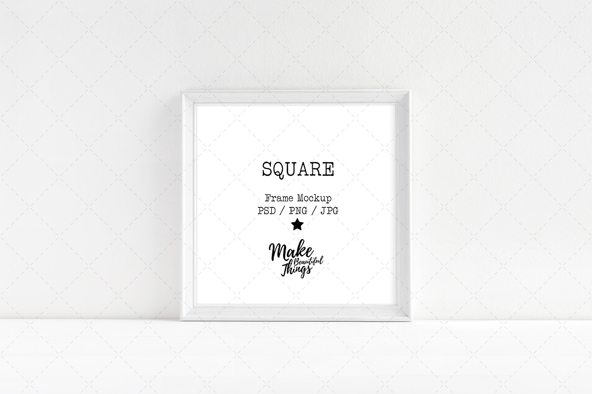 Square white wooden frame mockup in Print Mockups - product preview 8