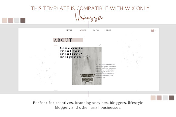 WIX Website template Vanessa in Themes - product preview 1