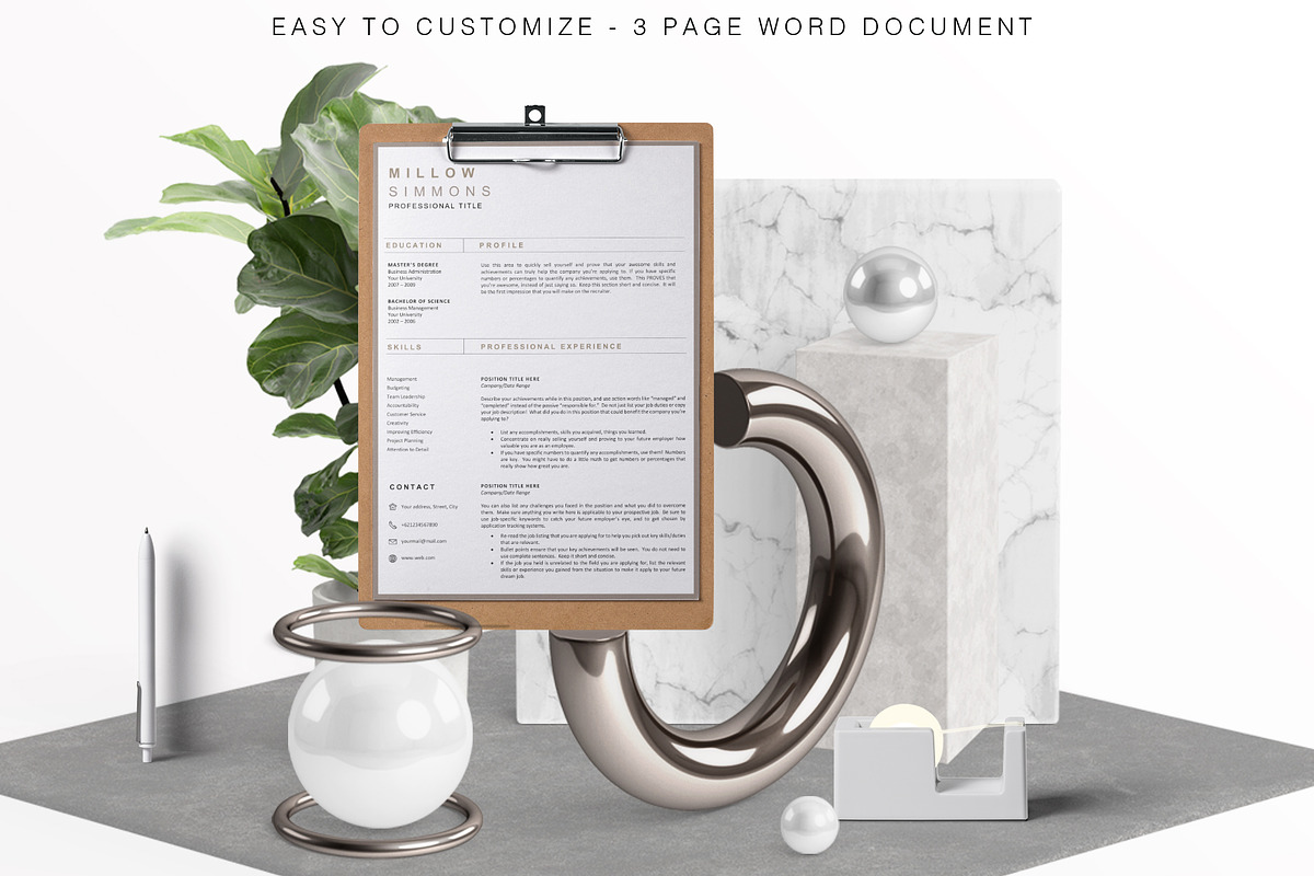 3 Page Resume & Cv Template in Letter Templates - product preview 8
