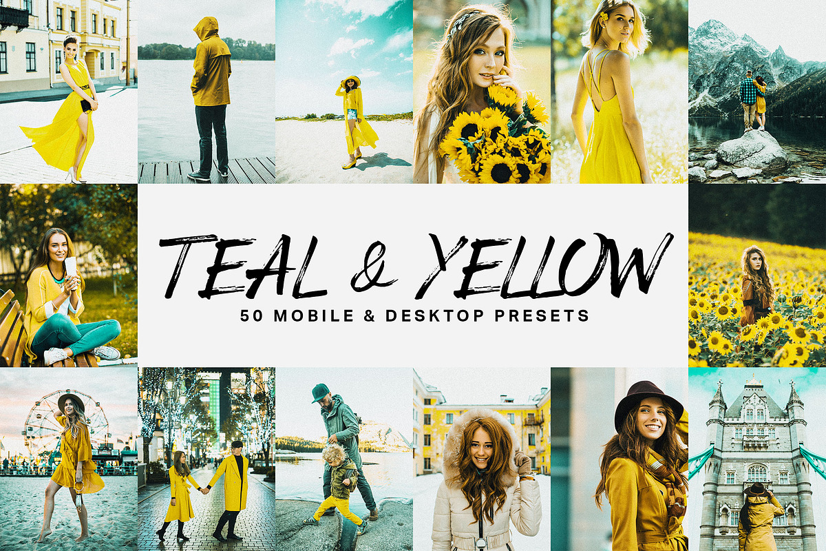 50 Teal & Yellow Lightroom Presets in Add-Ons - product preview 8