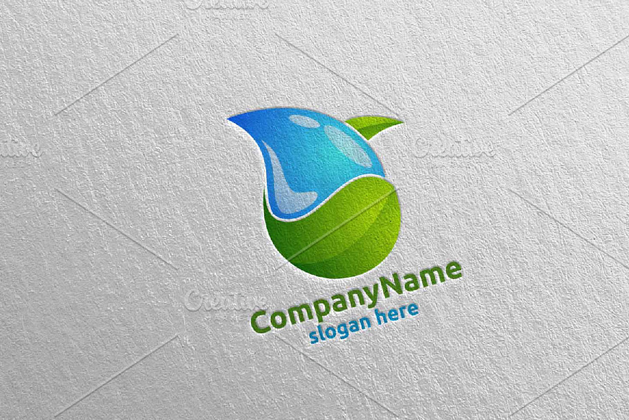 Water Drop and Cleaning Logo Design