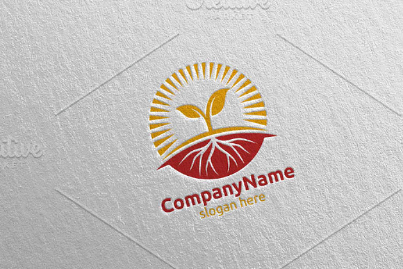 Organic Tree Leaf and Sun Logo in Logo Templates - product preview 2