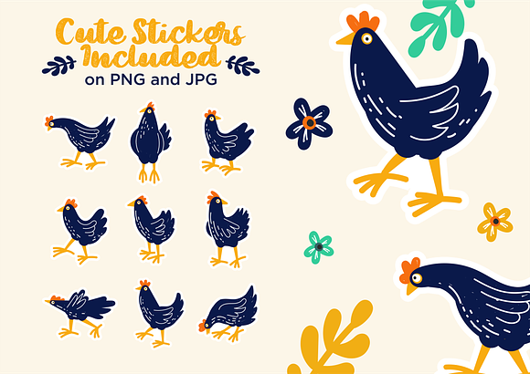 Cute Doodle Rooster Illustrator in Illustrations - product preview 5