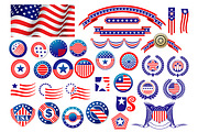 Patriotic American badges and labels