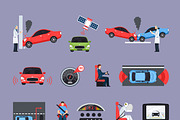 Car safety systems icons set