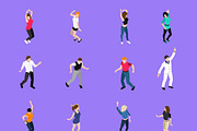 Dancing people movements icons