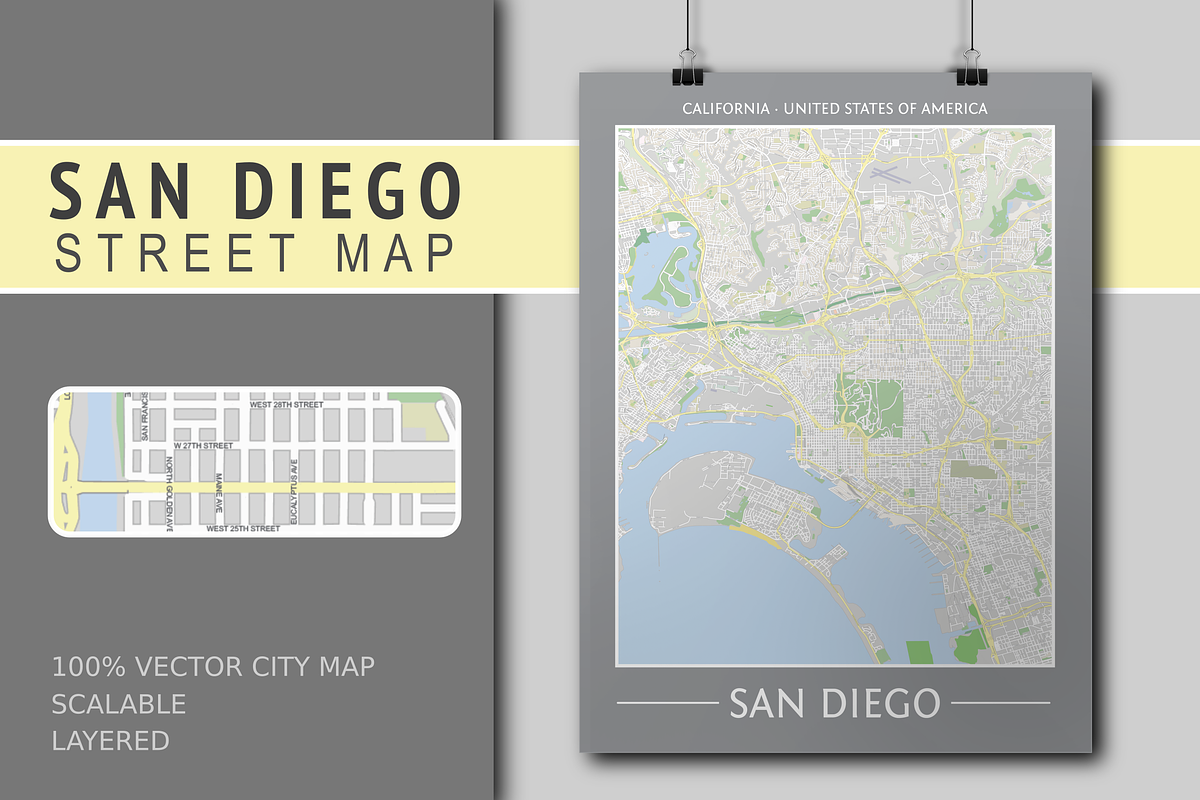 San Diego Street Map - City Map in Illustrations - product preview 8