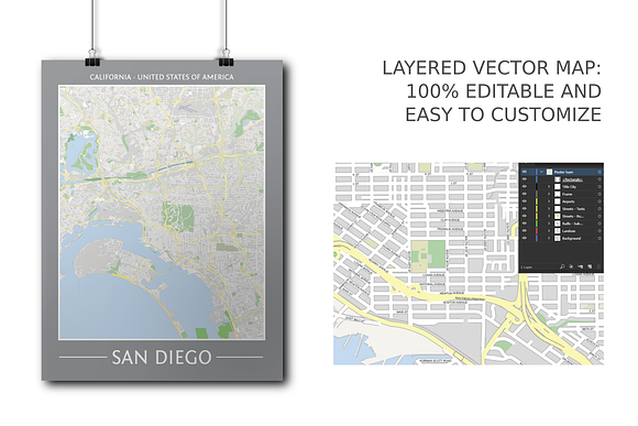 San Diego Street Map - City Map in Illustrations - product preview 1