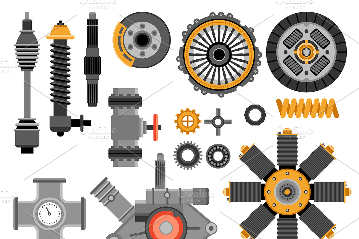 Machinery parts set in Icons - product preview 8