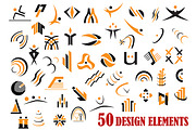 Fifty abstract design elements in bl