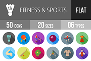 50 Fitness&Sport Flat Shadowed Icons