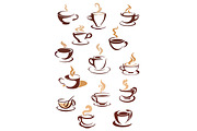 Hot brown coffee icons