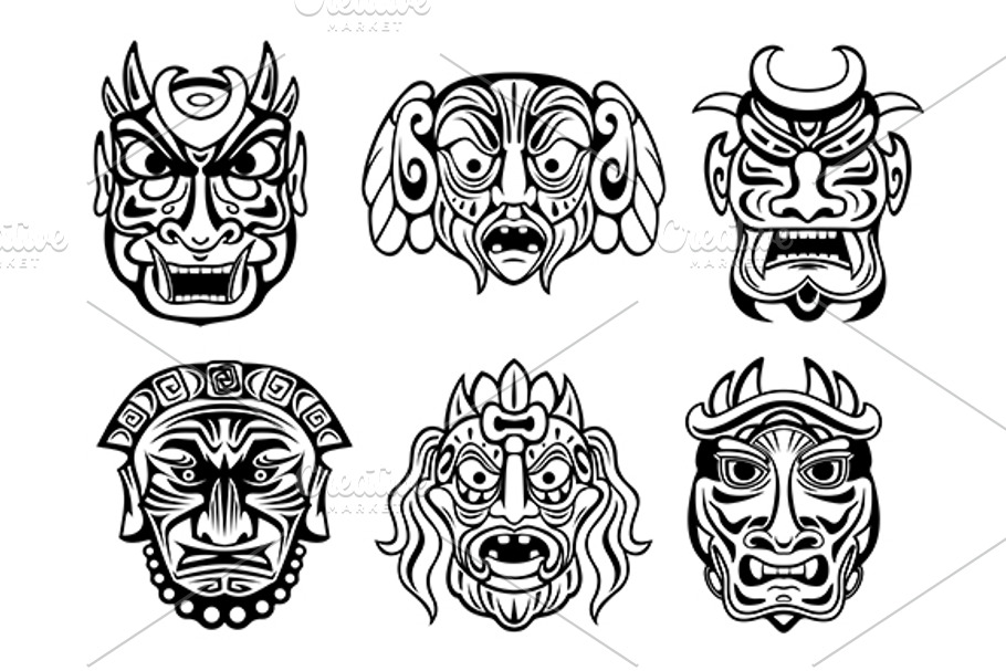 Religious masks in tribal style in Graphics - product preview 8