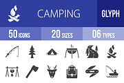 50 Camping Glyph Icons