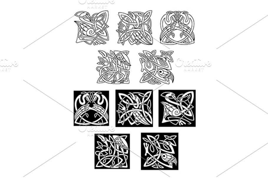 Heron and stork celtic ornaments in Graphics - product preview 8