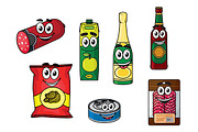Supermarket groceries colored icons