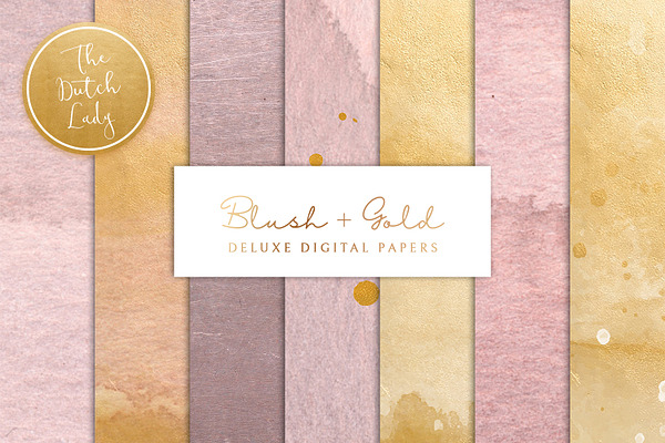 Blush & Gold Digital Backgrounds