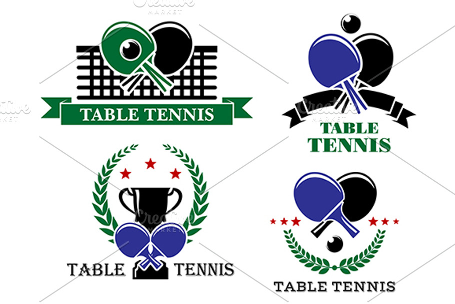 Four Table Tennis emblems or badges in Graphics - product preview 8