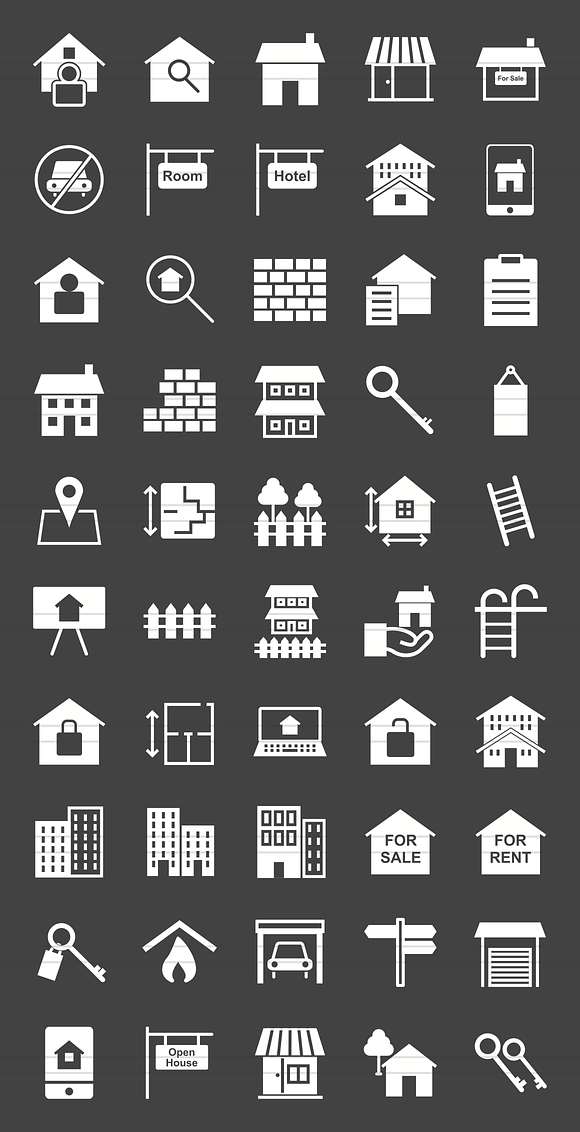 50 Housing Glyph Inverted Icons in Graphics - product preview 1