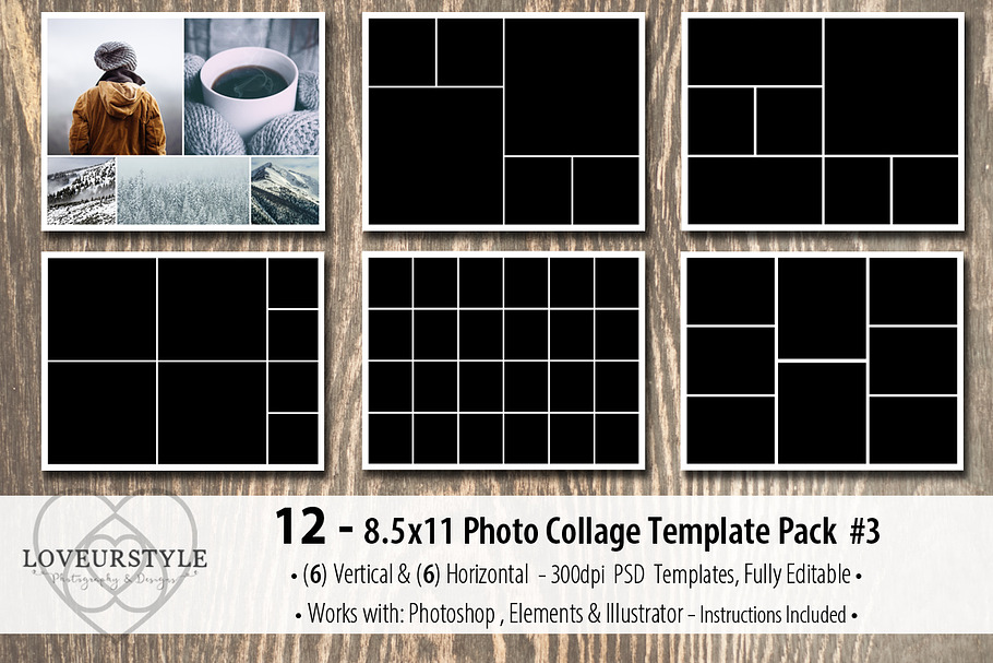 8.5x11 Photo Album Template Pack 3