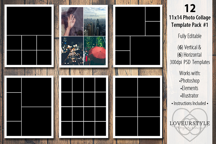11x14 Photo Collage Template Pack 1