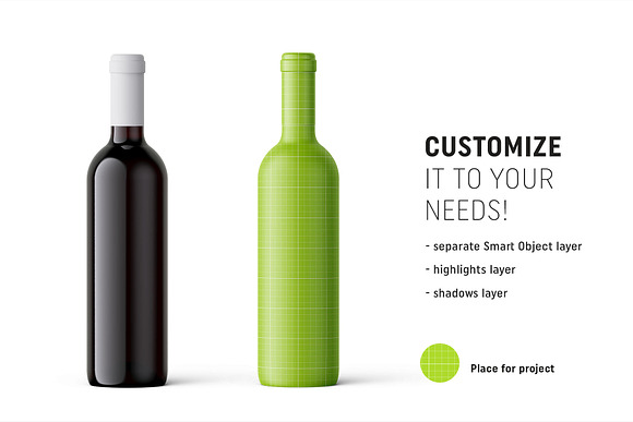 Wine bottle mockup in Product Mockups - product preview 1