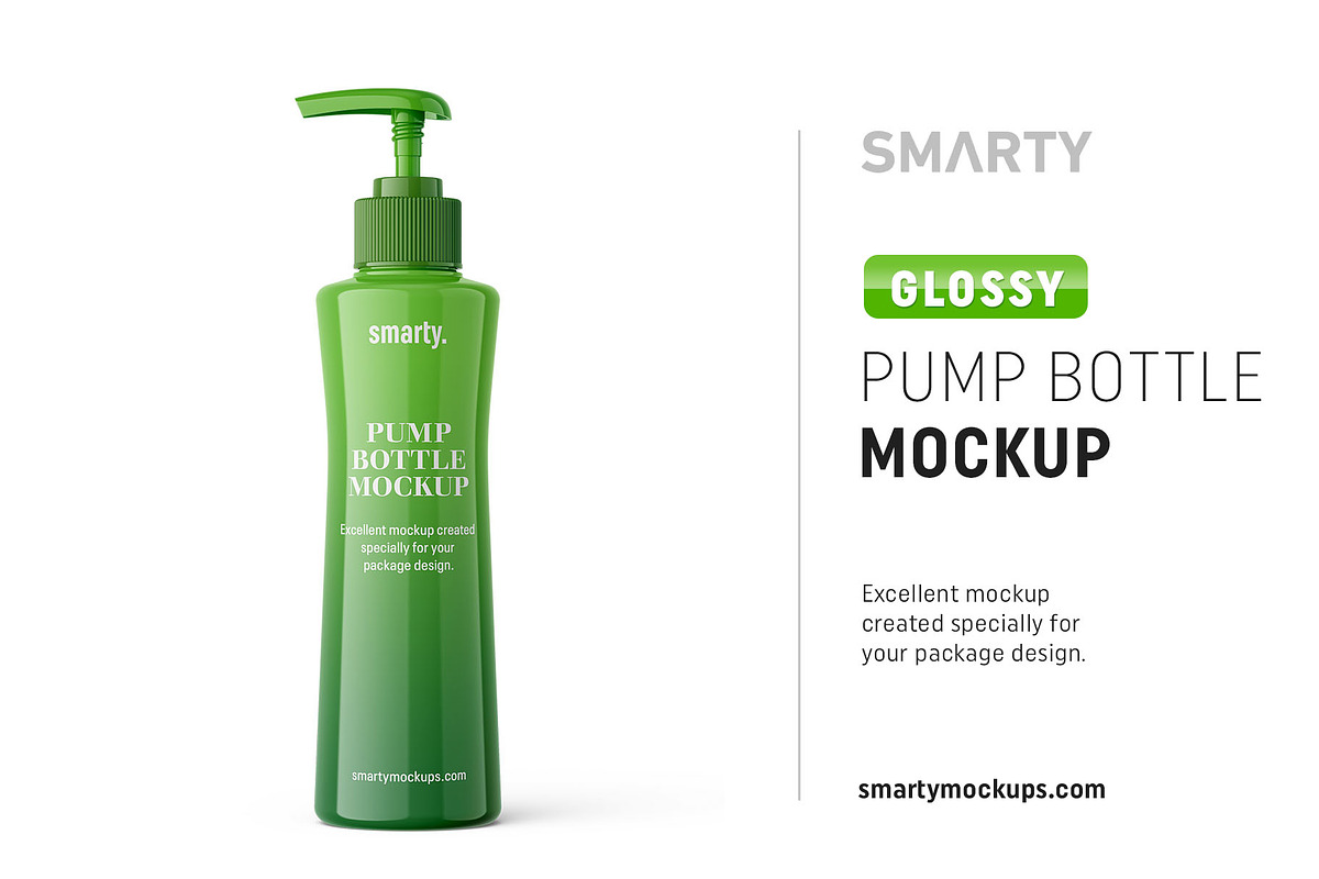 Pump glossy bottle mockup in Product Mockups - product preview 8