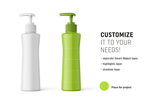 Pump matt bottle mockup in Product Mockups - product preview 1