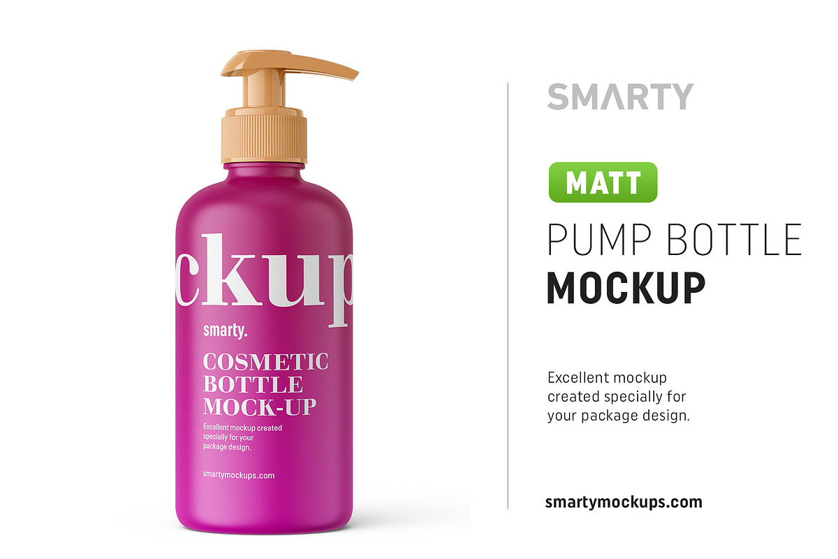 Pump matt bottle mockup in Product Mockups - product preview 8