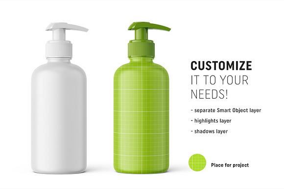 Pump matt bottle mockup in Product Mockups - product preview 1
