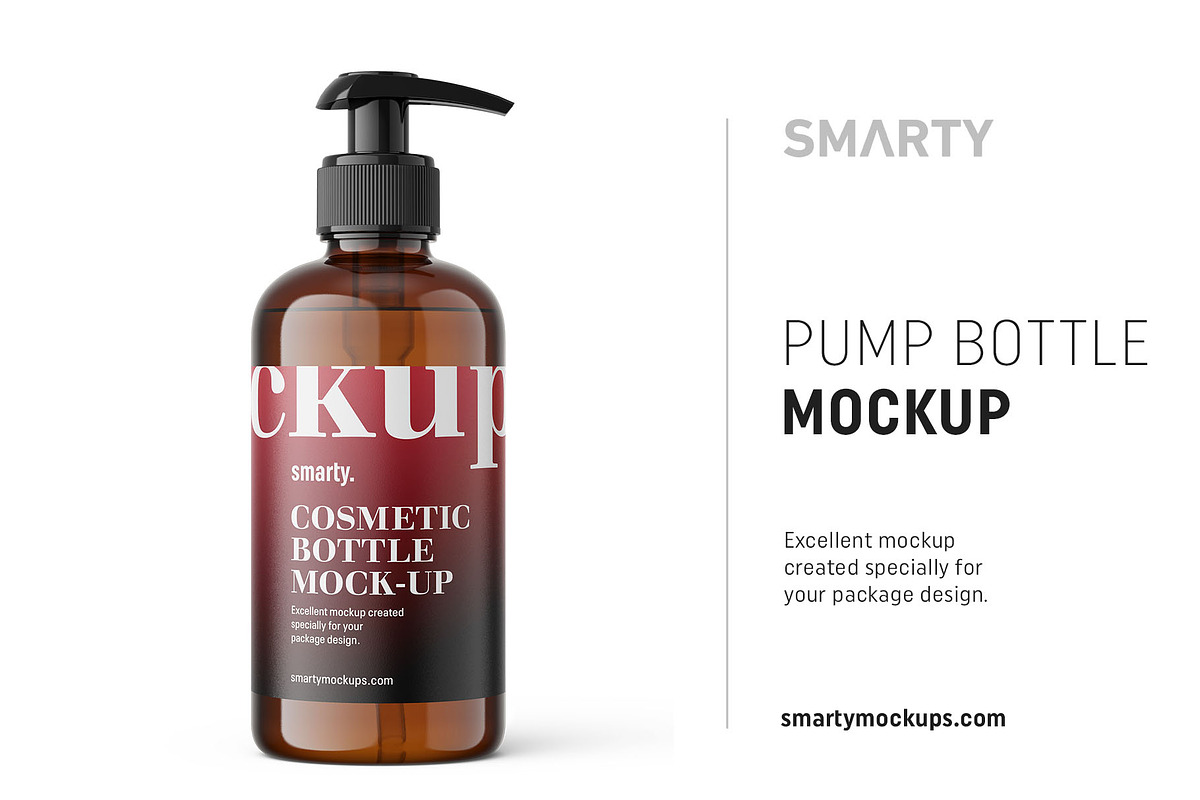 Pump amber bottle mockup in Product Mockups - product preview 8