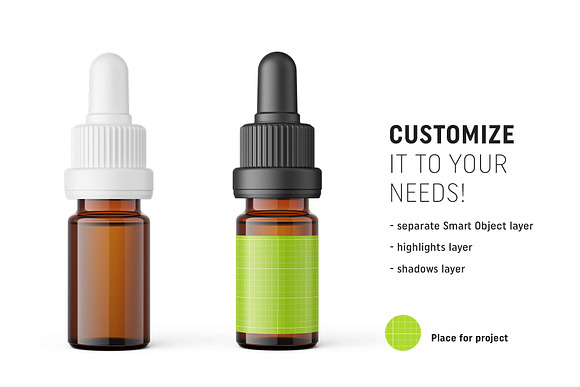 Amber dropper bottle mockup 5ml in Product Mockups - product preview 1
