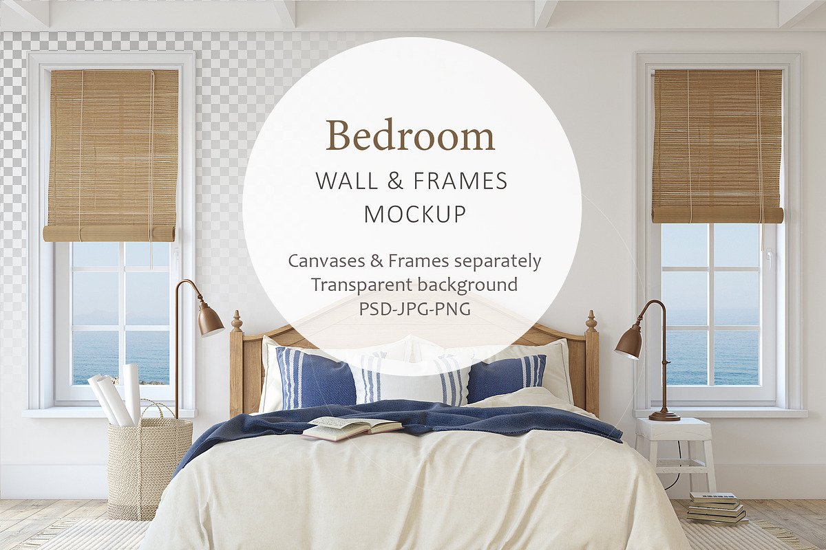 Coastal Home. Bedroom. in Print Mockups - product preview 8