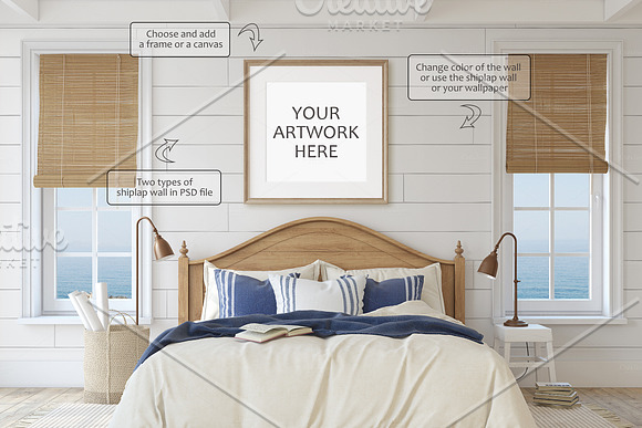 Coastal Home. Bedroom. in Print Mockups - product preview 2