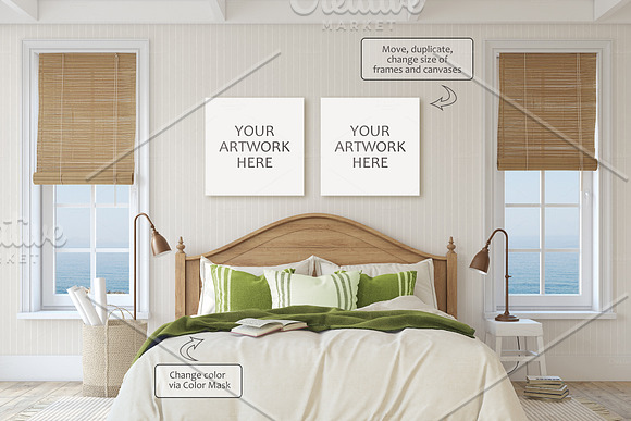 Coastal Home. Bedroom. in Print Mockups - product preview 4