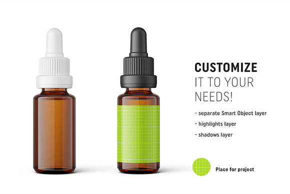 Amber dropper bottle mockup 15ml in Product Mockups - product preview 1