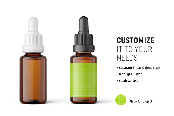 Amber dropper bottle mockup 20ml in Product Mockups - product preview 1