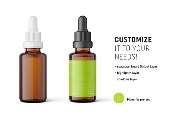 Amber dropper bottle mockup 30ml in Product Mockups - product preview 1