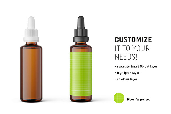 Amber dropper bottle mockup 50ml in Product Mockups - product preview 1