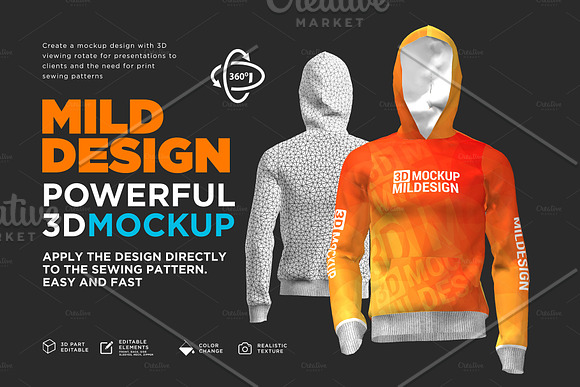 3D Mockup: Hoodie Jumper Long Sleeve in Product Mockups - product preview 2