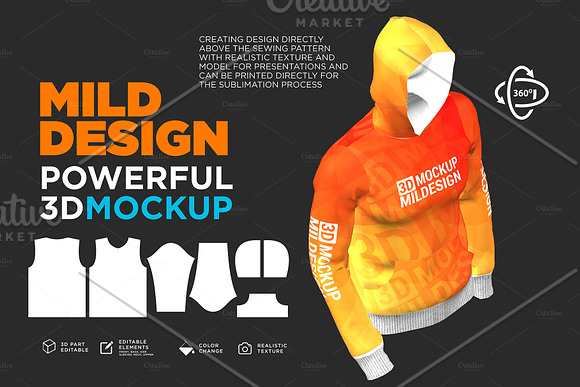 3D Mockup: Hoodie Jumper Long Sleeve in Product Mockups - product preview 3