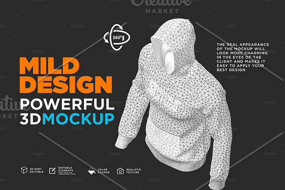 3D Mockup: Hoodie Jumper Long Sleeve in Product Mockups - product preview 5